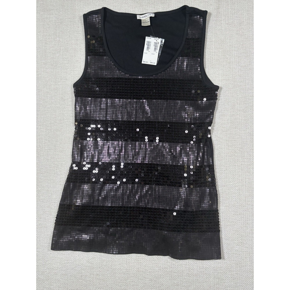 NWT Women's Size Large Harold's Black Sequin Tank Shirt